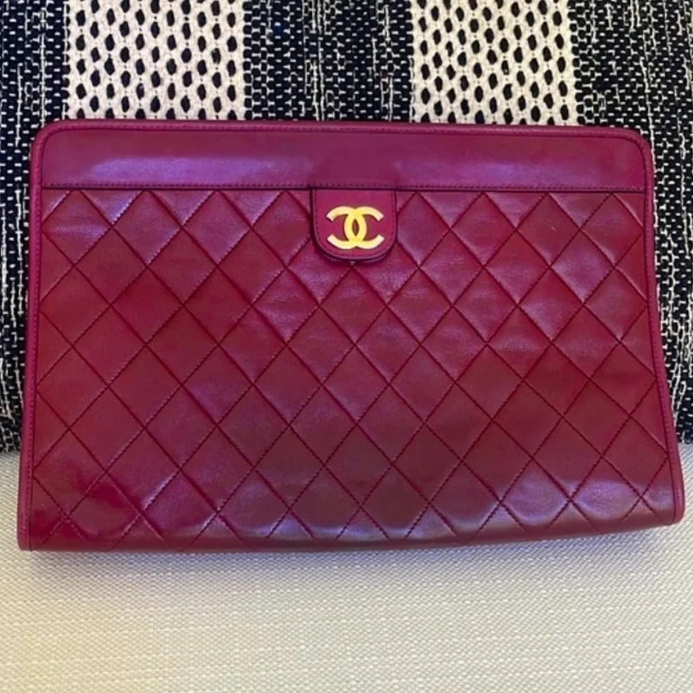 Chanel Leather Clutch w/ Gold Hardware - Picture 1 of 13